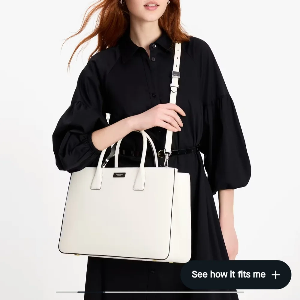 Kate Spade Sam Icon Large Leather Tote Bag Parchment - Picture 9 of 11